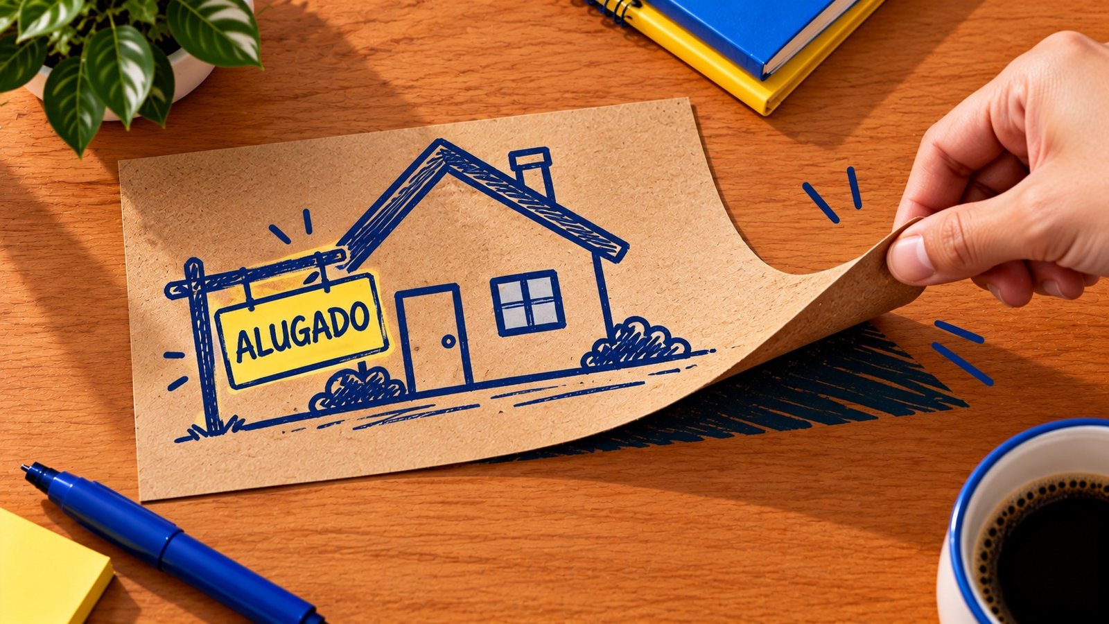 Roberta-Freitas_enshittification_2 Ilustração de um smartphone sobre uma mesa de madeira mostrando um ícone de engrenagem e um cadeado, ao lado de um post-it amarelo com um relógio desenhado e a palavra 'migração', representando a transição dos Gems para as Skills do Google.